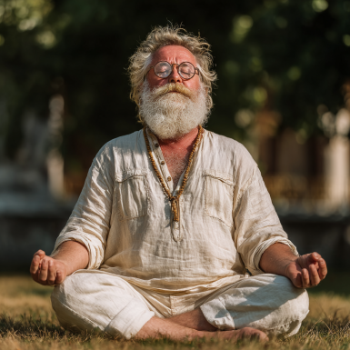 Чоловік зрілого віку виконує вправи йоги